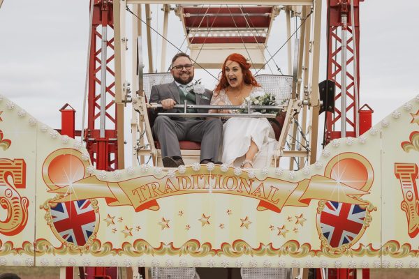 Lydia and Tim on a fairground ride