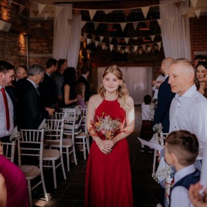 Bridesmaid with bouquet